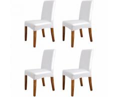 Housse De Chaise De Salle A Manger Etanche, Cuir Pu, 4Pcs, Blanc