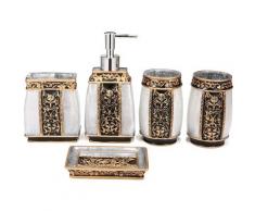 5x ensemble d'accessoires de salle de bain distributeur de lotion gobelets porte-brosse à dents