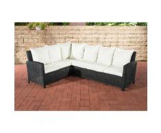 CLP - Canapé d'angle Bermeo 5 mm en polyrotin rond/noir Blanc beige