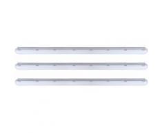 Etc-shop - Lot de 3 tubes LED, plafonniers ALU, atelier, lampes industrielles pour salle d'eau