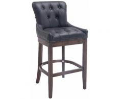 Tabouret de bar Buckingham cuir véritable antique-foncé noir