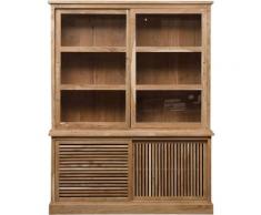 Made In Meubles - Buffet vaisselier en acacia portes ajourées et coulissantes - Acacia foncé