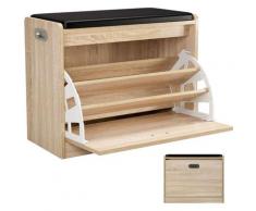 Étagère à Chaussures 3 Niveaux Meuble Banc de Rangement Chaussure et Salle de Bain Siège Tabouret