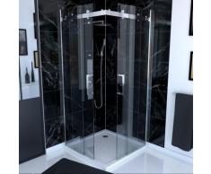 Paroi porte de douche type industriel ouverture d'angle 90x90x190 - verre 8mm - RAILROAD 90 SQUARE