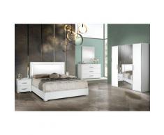 Altobuy - IZIA BLANCHE - Chambre 160x200cm + Armoire 4 Portes