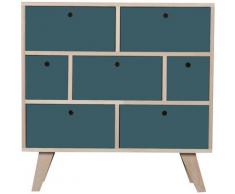 Commode bois scandinave 7 tiroirs bleu saxo Norvik