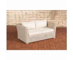 Canapé de jardin 2 places Mandal rond/blanc perle Blanc beige
