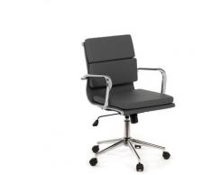 Chaise de bureau métallique à roulettes Fhöt Simili cuir Gris Graphite - Sklum