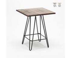 Table haute industrielle pour tabourets 60x60 métal acier bois Bolt | Couleur: Marron