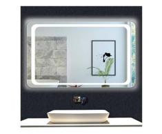 OCEAN Miroir de salle de bain 100x70cm anti-buée miroir mural avec éclairage LED modèle Classique