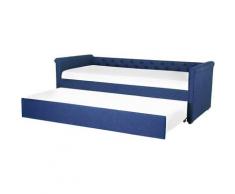 Lit gigogne en tissu bleu marine 80 x 200 cm LIBOURNE