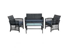Ensemble de meubles de jardin en polyrattan Ensemble de sièges Lounge Gris