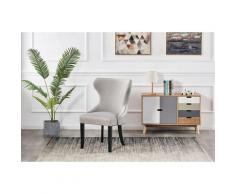 MAYFAIR - Chaise Capitonnée Velours Gris - Style Contemporain - Pieds en Bois - Salle à Manger,