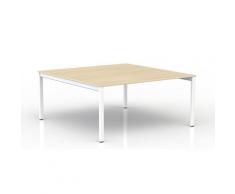 EOL | Table de réunion 165 x 160 cm | Plateau chêne clair | Piétement blanc - Chêne