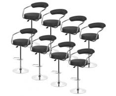 Tabourets de Bar Cuisine | Lot de 8,NOIR, en Similicuir, Pivotant en Simili-Cuir et Métal, Hauteur