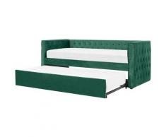 Lit gigogne en velours vert 90 x 200 cm GASSIN