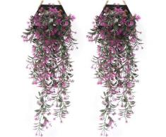 2 pièces de décoration de plantes artificielles d'intérieur tenture murale en rotin artificiel faux