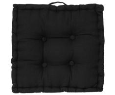 Atmosphera - Coussin de sol GABY coton uni 40x40x8cm - NOIR