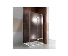 Bernstein - Paroi de douche fixe et porte pivotante en verre NANO transparent EX403C - 90 x 120 x