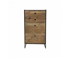 Chiffonnier 4 tiroirs hauteur 91 cm métal bois pin recyclé - CABANON - naturelle