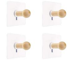 Patères Murales Naturel Mini Crochet Auto-Adhésif Patère en Bois pour Peignoir Chapeau Vêtements