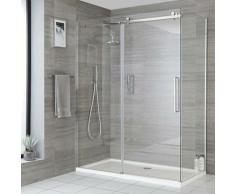 Hudson Reed Portland - Porte de Douche Coulissante Moderne 150cm avec Paroi de Retour 90cm - Chromé