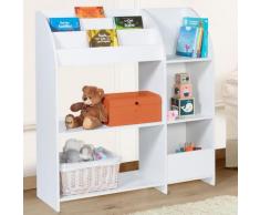 Meuble de rangement EMMA étagère jouets et bibliothèque enfant en bois blanc