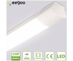 Oeegoo 25W LED Tube 120CM, Plafonnier IP65 Etanche, 2800LM Réglette LED, Lampe de Plafond,
