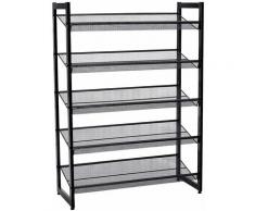 Étagère à Chaussures en Treillis métallique Extensible 5 Niveaux pour 15 à 20 Paires de Chaussures