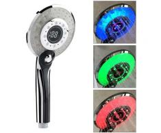 Pommeau de Douche à LED à Main 3 Couleurs Contr?le de la température Douchette à Main avec