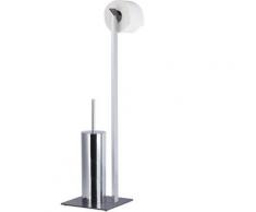 Ensemble porte brosse WC porte-papier toilettes chromé serviteur salle de bain, HxlxP:71,5x23,5x20