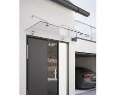 Auvent marquise de porte, 140 x 90 cm, Davita, verre véritable 12 mm, fixations inox