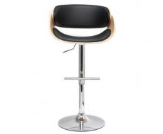 Tabouret de bar design bois BENT - Bois clair / noir