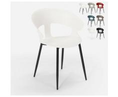 Chaise design moderne en métal polypropylène pour cuisine bar restaurant Evelyn | Blanc