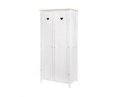 Armoire enfant 2 portes - Décor Chene et laqué blanc -MDF et Pin Massif - L80 x P 50 x H180 cm
