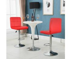 Lot de 8 tabouret en simili cuir avec dossier hauteur réglable 93-113 cm rouge