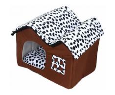®Double toit de chenil Niche Pour Chien Double toit Chambre - Brown-couleur de la vache - Jeobest