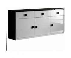 Altobuy - COLUMBUS - Buffet 3 Portes 3 Tiroirs Laqué Brillant Noir et Blanc - Noir et Blanc