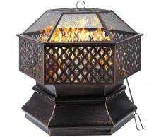 Bamny - Foyer Extérieur Hexagonal Brasero de Jardin en Acier Brasero Exterieur 26 '' avec