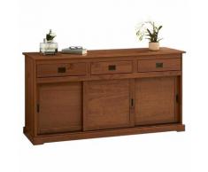 Idimex - Buffet SAVONA bahut vaisselier commode avec 3 tiroirs et 3 portes coulissantes, en pin