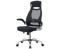 Chaise de Bureau pivotante à Dossier Haut, Ergonomique, inclinable, accoudoirs Pliables, Noir