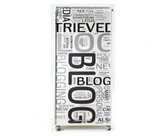 Meuble informatique blanc à rideau imprimé blog Orga 140 cm