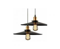 36cm E27 Suspension Industrielle Rétro Lustre Abat-Jour Noir Lampe de Plafond Luminaire pour Salon