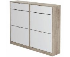 MEUBLE a CHAUSSURES 4 PORTES + 2 TIROIRS CHeNE-BLANC