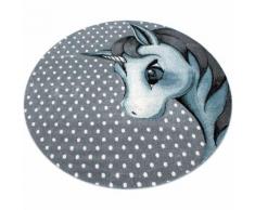 Tapis rond pour chambre de bébé licorne Willis Bleu Ø 160