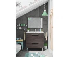 Meuble de salle de bain sur le sol 80 cm Gris cendré avec miroir | Gris cendré - Avec lampe Led