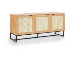Mobilier Deco - ARRIANE - Buffet enfilade scandinave 3 portes en bois métal et cannage ARRIANE
