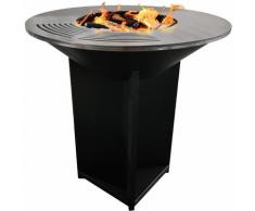 Grand barbecue en acier noir avec plaque et grille en acier - Noir