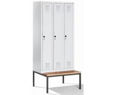 Certeo - CP Vestiaire avec banc - largeur compartiments 300 mm, h x l x p 2090 x 900 x 815 mm