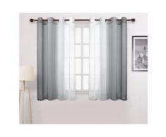 Rideau à motif voilage dégradé décor transparent(gris, 132*244cm, avec perforations)